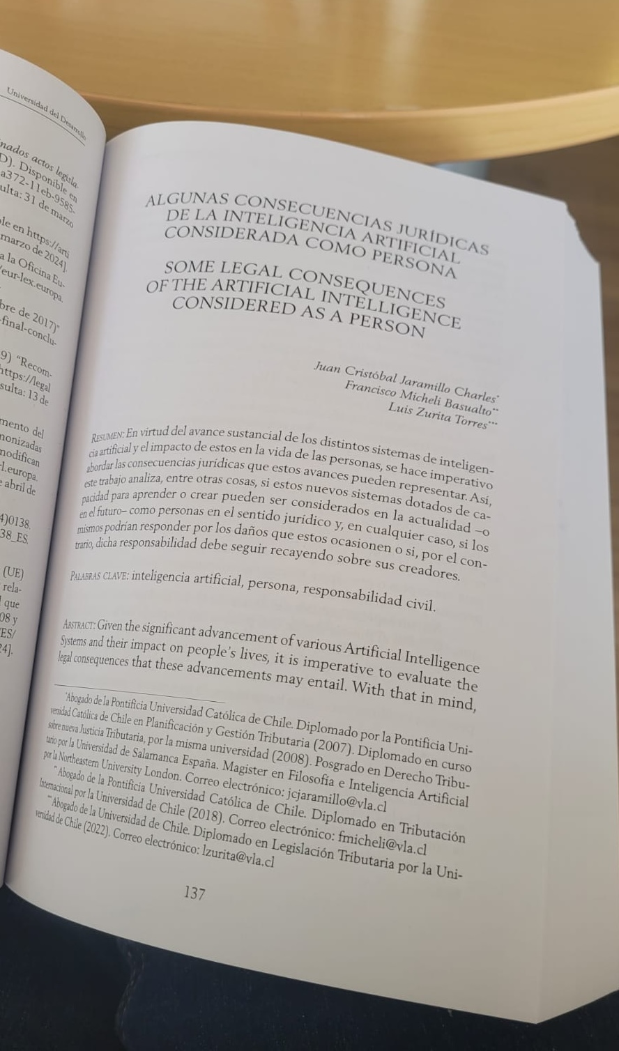 Algunas consecuencias jurídicas de la inteligencia artificial considerada como persona (2024)